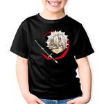 Fashion, accesorii si bijuterii - Copii - Imbracaminte copii - Tricouri copii - Tricou copii Demon Slayer Sanemi Bebe Samurai, negru, XS Copii - Infinity.ro