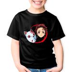 Fashion, accesorii si bijuterii - Copii - Imbracaminte copii - Tricouri copii - Tricou copii Demon Slayer Tanjiro Kamado Masca Japoneza, negru, S Copii - Infinity.ro