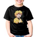 Fashion, accesorii si bijuterii - Copii - Imbracaminte copii - Tricouri copii - Tricou copii Demon Slayer Zenitsu Manga, negru, XS Copii - Infinity.ro