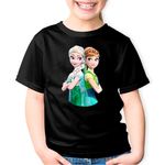 Fashion, accesorii si bijuterii - Copii - Imbracaminte copii - Tricouri copii - Tricou copii Disney Elsa Frozen Ana Artwork, negru, XS Copii - Infinity.ro