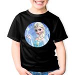 Fashion, accesorii si bijuterii - Copii - Imbracaminte copii - Tricouri copii - Tricou copii Disney Elsa Frozen Regatul de Gheata, negru, XS Copii - Infinity.ro