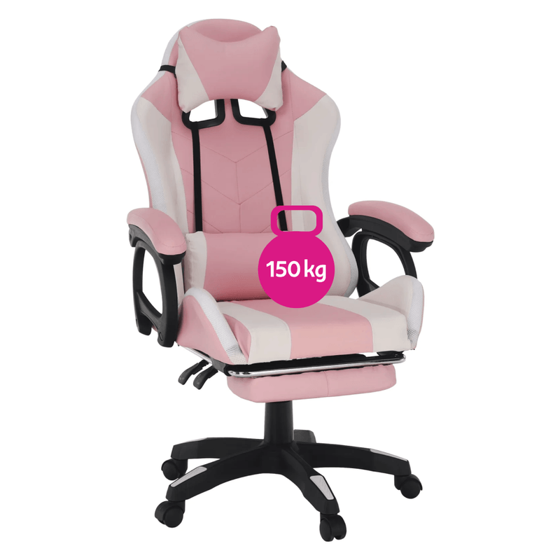 Casa si Gradina - Mobilier - Scaune si fotolii - Scaune - Scaun de birou/joc cu iluminare LED RGB, roz/alb, JOVELA - Infinity.ro