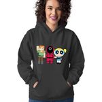 Fashion, accesorii si bijuterii - Femei - Imbracaminte femei - Hanorace femei - Hanorac Femei Squid Game Family Powerpuff Girls Bubble Minecraft, negru,  marime S - Infinity.ro