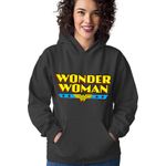 Fashion, accesorii si bijuterii - Femei - Imbracaminte femei - Hanorace femei - Hanorac Femei Wonder Woman Logo American Comic Books Action, negru,  marime S - Infinity.ro