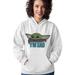 Fashion, accesorii si bijuterii - Femei - Imbracaminte femei - Hanorace femei - Hanorac Femei Baby Yoda Sad Cry Star Wars, alb,  marime S - Infinity.ro