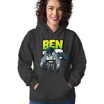 Fashion, accesorii si bijuterii - Femei - Imbracaminte femei - Hanorace femei - Hanorac Femei Ben10 Wolf Logo Cartoon Alien, negru,  marime S - Infinity.ro
