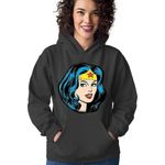Fashion, accesorii si bijuterii - Femei - Imbracaminte femei - Hanorace femei - Hanorac Femei Wonder Woman Head Beautiful Heroes Strong, negru,  marime S - Infinity.ro