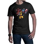Fashion, accesorii si bijuterii - Barbati - Imbracaminte - Tricouri si bluze barbati - Tricou barbati Wolverine Captain America Ironman Superheroes, negru, marime S - Infinity.ro