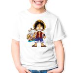 Fashion, accesorii si bijuterii - Copii - Imbracaminte copii - Tricouri copii - Tricou copii Straw Hat Pirates Palarie Paie Monkey Luffy One Piece, alb, M Copii - Infinity.ro