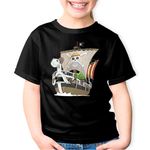Fashion, accesorii si bijuterii - Copii - Imbracaminte copii - Tricouri copii - Tricou copii One Piece Corabie Ship War Caravel Cartoon, negru, XS Copii - Infinity.ro
