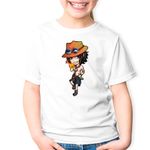Fashion, accesorii si bijuterii - Copii - Imbracaminte copii - Tricouri copii - Tricou copii Portgas D Ace One Piece Chibi Anime, alb, M Copii - Infinity.ro