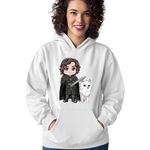 Fashion, accesorii si bijuterii - Femei - Imbracaminte femei - Hanorace femei - Hanorac Femei Game of Thrones Wolf Chibi Fighter, alb,  marime S - Infinity.ro
