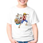 Fashion, accesorii si bijuterii - Copii - Imbracaminte copii - Tricouri copii - Tricou copii One Piece Straw Hat Pirates Monkey Corabie, alb, XL Copii - Infinity.ro