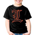 Fashion, accesorii si bijuterii - Copii - Imbracaminte copii - Tricouri copii - Tricou copii L Detective Logo Emblem Death Note, negru, S Copii - Infinity.ro