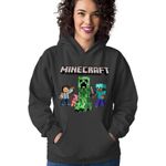 Fashion, accesorii si bijuterii - Femei - Imbracaminte femei - Hanorace femei - Hanorac Femei Minecraft Steve Creeper Explode Logo Loot, negru,  marime S - Infinity.ro