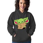 Fashion, accesorii si bijuterii - Femei - Imbracaminte femei - Hanorace femei - Hanorac Femei Baby Yoda Watermelon Happy Dance Jedi, negru,  marime S - Infinity.ro