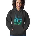 Fashion, accesorii si bijuterii - Femei - Imbracaminte femei - Hanorace femei - Hanorac Femei Grey Anatomy Logo Heart Love Medics Gradient, negru,  marime S - Infinity.ro