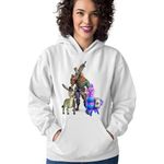 Fashion, accesorii si bijuterii - Femei - Imbracaminte femei - Hanorace femei - Hanorac Femei Fortnite Goat Donkey Animals Hunting, alb,  marime S - Infinity.ro