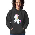 Fashion, accesorii si bijuterii - Femei - Imbracaminte femei - Hanorace femei - Hanorac Femei Unicorn Squad Colorful Cute Toy Fluffy, negru,  marime S - Infinity.ro