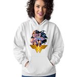 Fashion, accesorii si bijuterii - Femei - Imbracaminte femei - Hanorace femei - Hanorac Femei Wonder Woman Fight Book Cartoons Animation, alb,  marime S - Infinity.ro