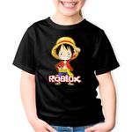 Fashion, accesorii si bijuterii - Copii - Imbracaminte copii - Tricouri copii - Tricou copii Monkey D Luffy One Piece Roblox Anime, negru, M Copii - Infinity.ro