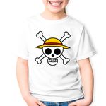 Fashion, accesorii si bijuterii - Copii - Imbracaminte copii - Tricouri copii - Tricou copii ne Piece Monkey D Luffy Crew Logo Schelet, alb, XS Copii - Infinity.ro