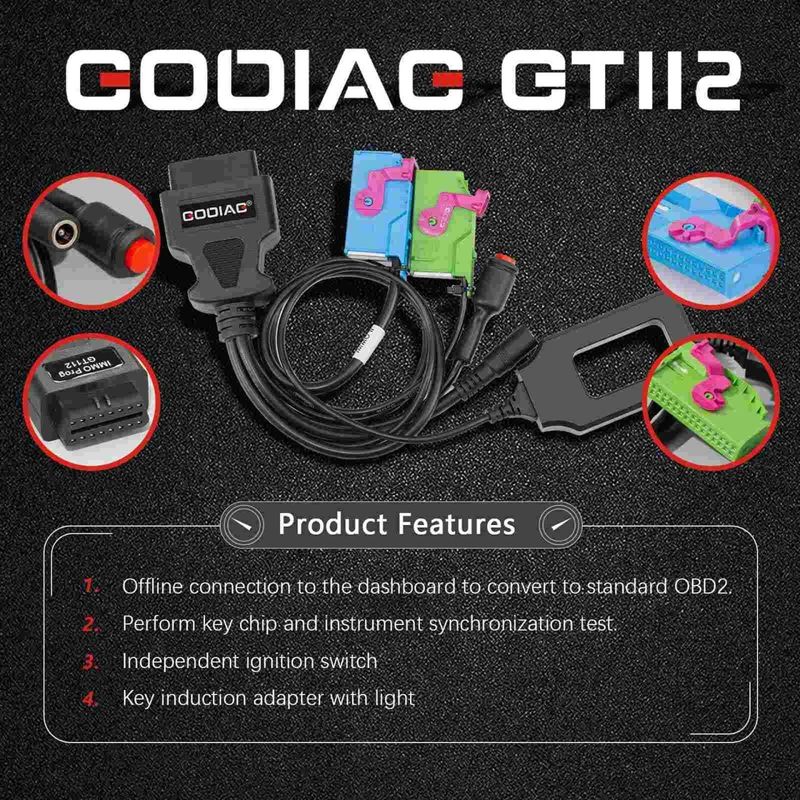 Auto si Moto - Reparatii si depanare - Sisteme de diagnoza - Cablu GODIAG GT112 K-Line pentru testare IMMO si sincronizare chei, compatibil VW, Audi, Skoda, Seat, generatia 2 si 3 - Infinity.ro