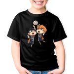 Fashion, accesorii si bijuterii - Copii - Imbracaminte copii - Tricouri copii - Tricou copii Haikyuu Volei Duel Hinata Kageyama Chibi, negru, L Copii - Infinity.ro