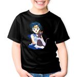 Fashion, accesorii si bijuterii - Copii - Imbracaminte copii - Tricouri copii - Tricou copii Sailor Moon Mercur Luna Happy Vibe, negru, M Copii - Infinity.ro
