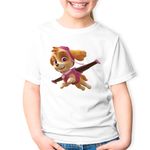 Fashion, accesorii si bijuterii - Copii - Imbracaminte copii - Tricouri copii - Tricou copii Paw Patrol Skye Caine Aviator Cartoon, alb, XS Copii - Infinity.ro