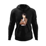 Fashion, accesorii si bijuterii - Barbati - Imbracaminte - Hanorace barbati - Hanorac barbati Attack on Titan Captain Levi Anime AOT Manga, negru, marime S - Infinity.ro