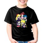 Fashion, accesorii si bijuterii - Copii - Imbracaminte copii - Tricouri copii - Tricou copii Sailor Moon 5 Crew Gang Chibi Bebe Anime, negru, L Copii - Infinity.ro