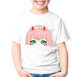 Fashion, accesorii si bijuterii - Copii - Imbracaminte copii - Tricouri copii - Tricou copii Zero Two Darling in the FranXX Chibi Anime, alb, S Copii - Infinity.ro