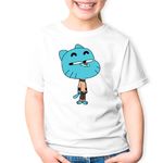 Fashion, accesorii si bijuterii - Copii - Imbracaminte copii - Tricouri copii - Tricou copii Gumball Pisic Motanel Desene Animate, alb, XL Copii - Infinity.ro