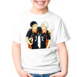 Fashion, accesorii si bijuterii - Copii - Imbracaminte copii - Tricouri copii - Tricou copii Haikyuu Echipa Volei Kageyama Hinata Haikyu!!, alb, XS Copii - Infinity.ro