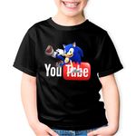Fashion, accesorii si bijuterii - Copii - Imbracaminte copii - Tricouri copii - Tricou copii Sonic the Hedgehog Youtube Youtuber Creator, negru, XL Copii - Infinity.ro