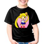 Fashion, accesorii si bijuterii - Copii - Imbracaminte copii - Tricouri copii - Tricou copii Sailor Moon Chibi Bebe Anime Manga, negru, S Copii - Infinity.ro