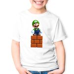 Fashion, accesorii si bijuterii - Copii - Imbracaminte copii - Tricouri copii - Tricou copii Super Mario Bros Luigi Minecraft Block, alb, S Copii - Infinity.ro