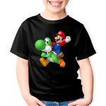 Fashion, accesorii si bijuterii - Copii - Imbracaminte copii - Tricouri copii - Tricou copii Mario Yoshi Super Game Hero, negru, XL Copii - Infinity.ro