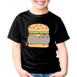 Fashion, accesorii si bijuterii - Copii - Imbracaminte copii - Tricouri copii - Tricou copii Pusheen Cat Burger Pisica Valentine's Day, negru, XL Copii - Infinity.ro