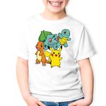 Fashion, accesorii si bijuterii - Copii - Imbracaminte copii - Tricouri copii - Tricou copii Pokemon Go Cards Pikachu Bulbasaur, alb, M Copii - Infinity.ro