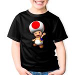 Fashion, accesorii si bijuterii - Copii - Imbracaminte copii - Tricouri copii - Tricou copii Super Mario Bros Mushroom Ciuperca Toad, negru, XL Copii - Infinity.ro