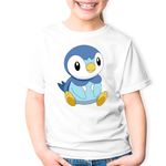 Fashion, accesorii si bijuterii - Copii - Imbracaminte copii - Tricouri copii - Tricou copii Pokemon Go Piplup Pinguin Plus Card, alb, XS Copii - Infinity.ro