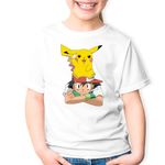Fashion, accesorii si bijuterii - Copii - Imbracaminte copii - Tricouri copii - Tricou copii Pokemon Go Ash Pikachu Detective, alb, L Copii - Infinity.ro