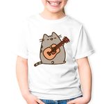 Fashion, accesorii si bijuterii - Copii - Imbracaminte copii - Tricouri copii - Tricou copii Pusheen Cat Plush Cute Pussy Pisica Chitara, alb, L Copii - Infinity.ro