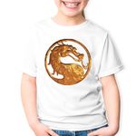 Fashion, accesorii si bijuterii - Copii - Imbracaminte copii - Tricouri copii - Tricou copii Mortal Kombat Emblem Maestru Dragon Gold, alb, XS Copii - Infinity.ro