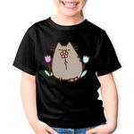 Fashion, accesorii si bijuterii - Copii - Imbracaminte copii - Tricouri copii - Tricou copii Pusheen Cat Flori Plush Primavara, negru, XL Copii - Infinity.ro