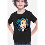Fashion, accesorii si bijuterii - Copii - Imbracaminte copii - Tricouri copii - Tricou copii Wonder Woman Head Beautiful Heroes Strong, negru, S Copii - Infinity.ro