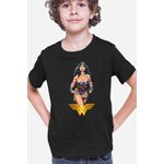 Fashion, accesorii si bijuterii - Copii - Imbracaminte copii - Tricouri copii - Tricou copii Wonder Women Logo Wings Super Powers, negru, XL Copii - Infinity.ro