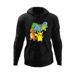 Fashion, accesorii si bijuterii - Barbati - Imbracaminte - Hanorace barbati - Hanorac barbati Pokemon Go Cards Pikachu Bulbasaur, negru, marime XL - Infinity.ro